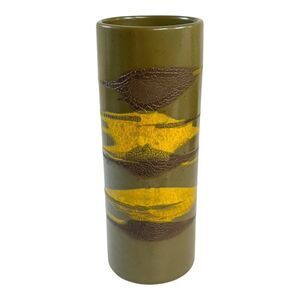 Royal Haeger 1960s MCM large green yellow textured ceramic earth wrap 12" vase